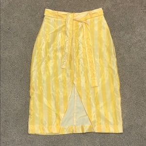 Tach Yellow Striped Midi Skirt